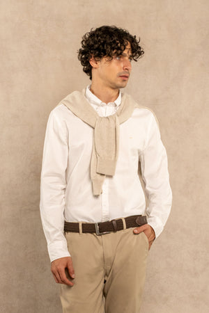 Camisa Antimanchas Oxford Blanco Logo Combinado