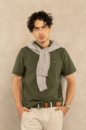 Polo Antimanchas Verde Militar para Hombre