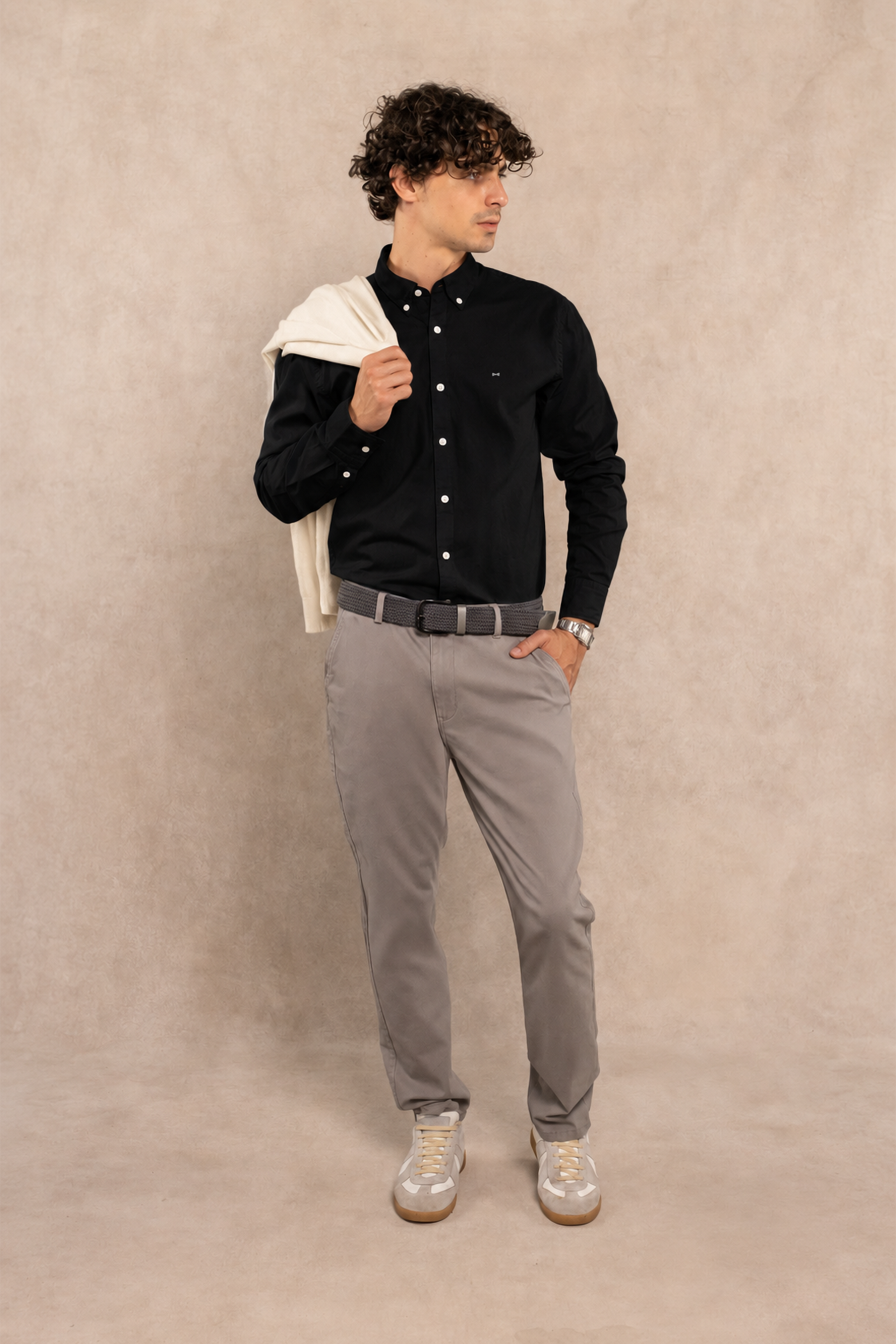 Camisa Antimanchas Popelina Negra - Talla Regular