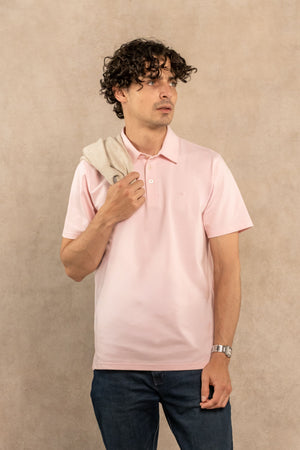 Polo Antimanchas Cuello Camisero Rosado para Hombre