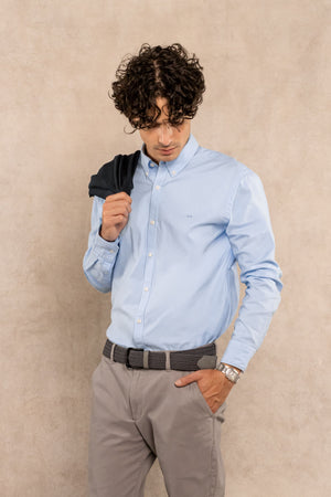 Camisa Antimanchas Oxford Han Blue Logo Contraste para Hombre