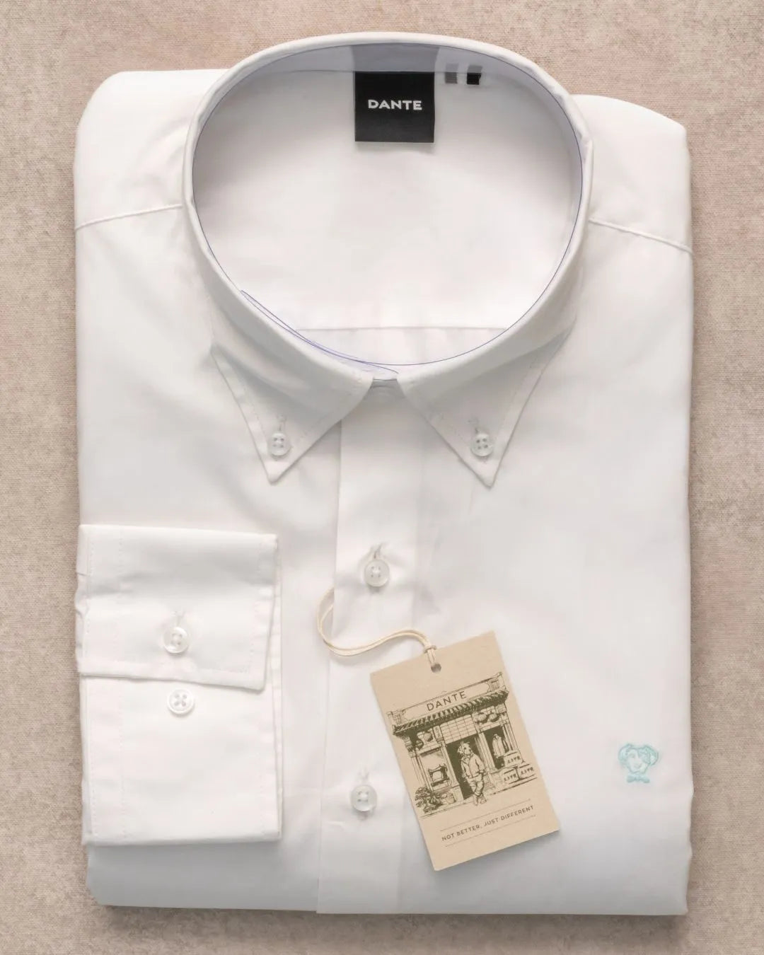 Camisa Antimanchas Popelina Blanco Logo Azul Claro