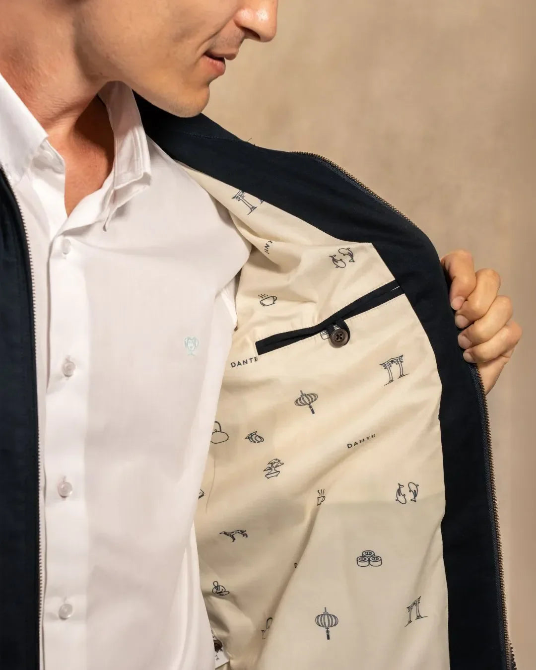Chaqueta Antimanchas Kyoto Dark Blue para hombre marca DANTE foto estampado 