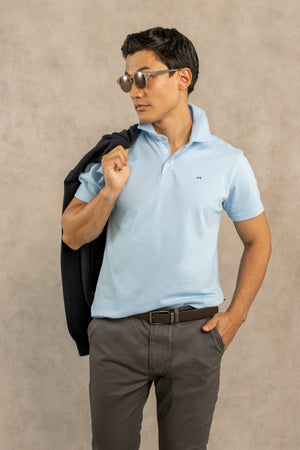 Polo Antimanchas Azul Celeste para Hombre