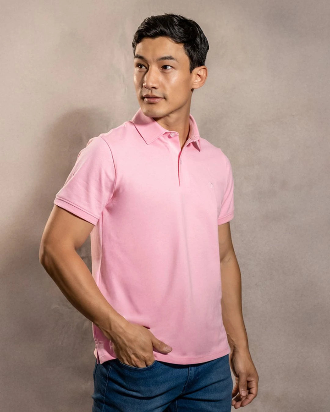Polo Antimanchas Cuello Camisero Rosado