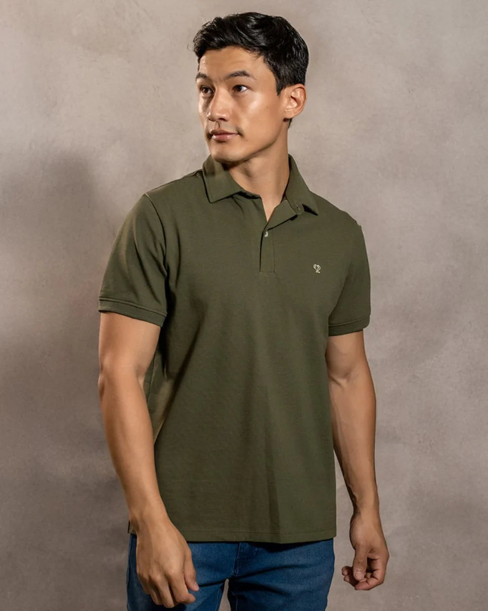 Polo Antimanchas Verde Militar - Talla Regular